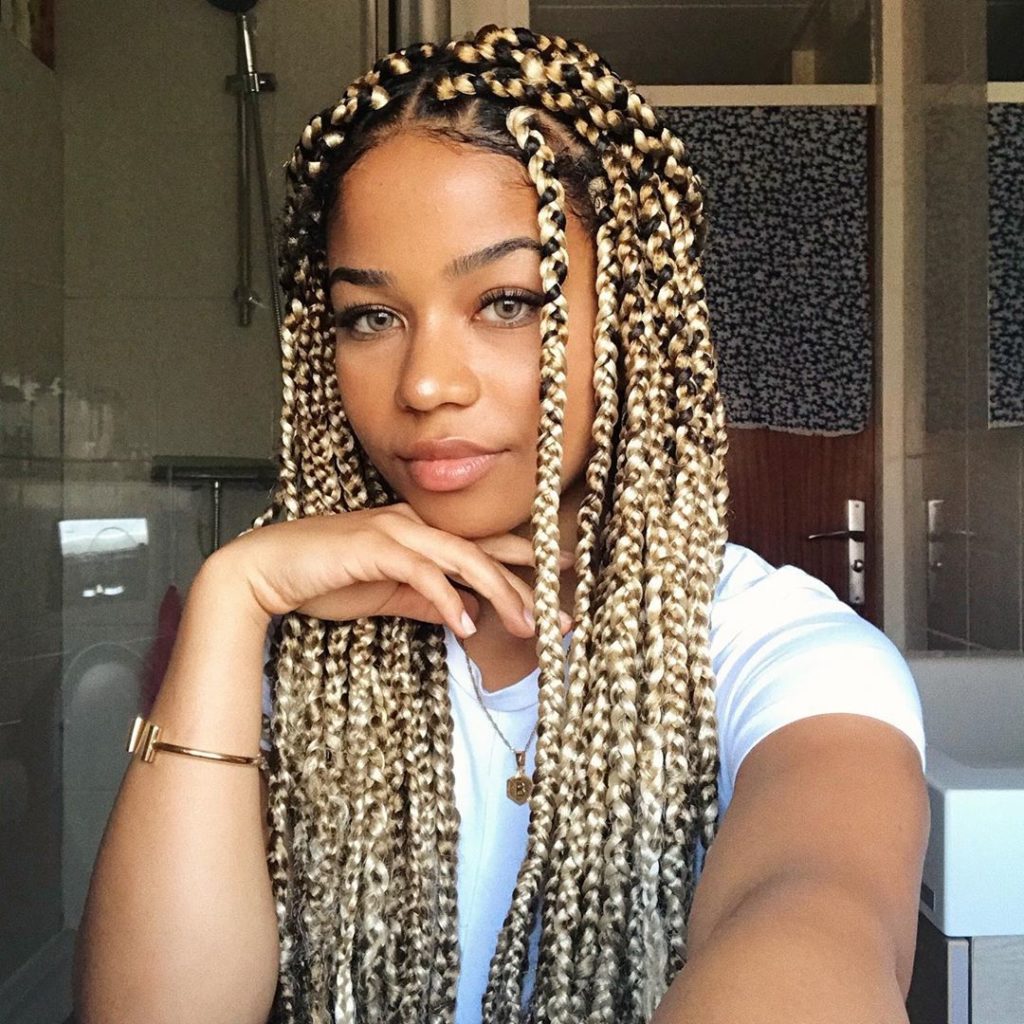 smedium knotless braids ombre