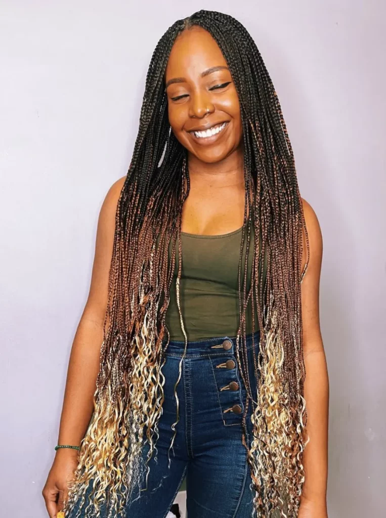 Cute Long Box Braid With Loose Ends