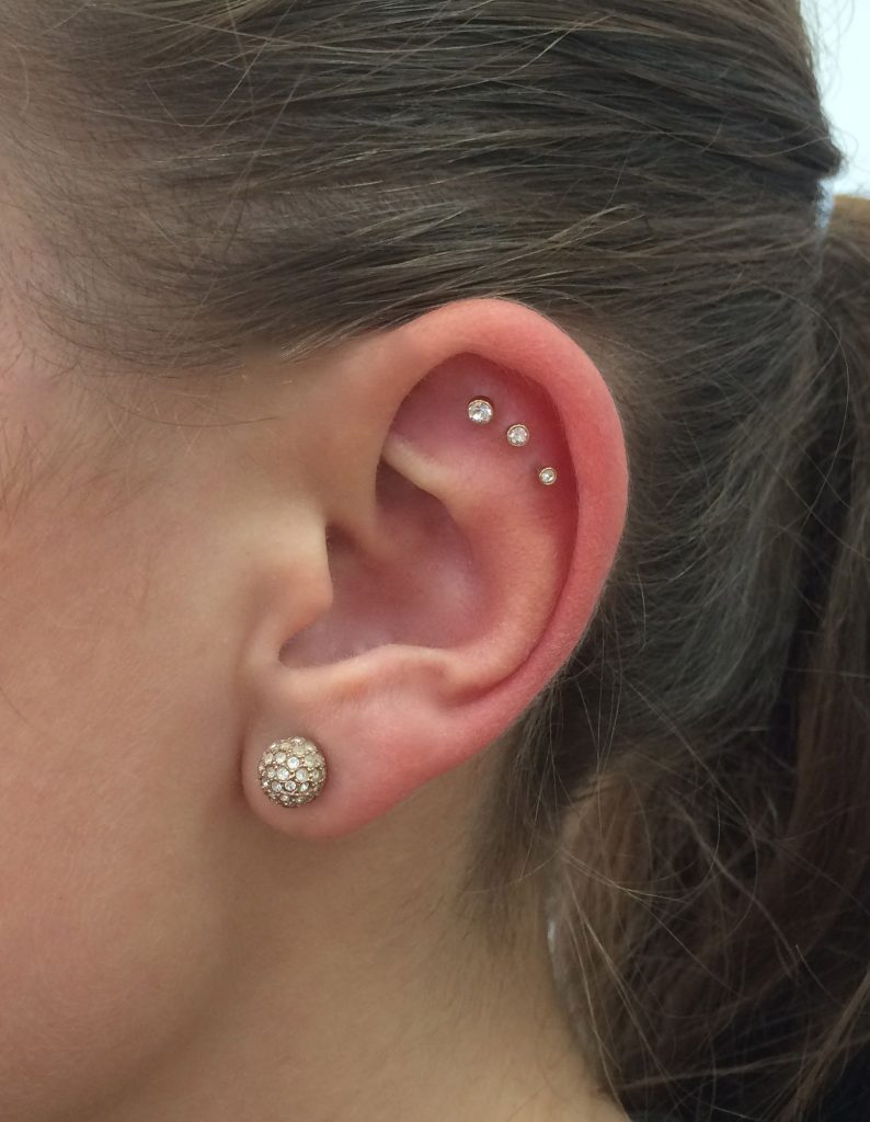 Triple Outer Conch Piercing
