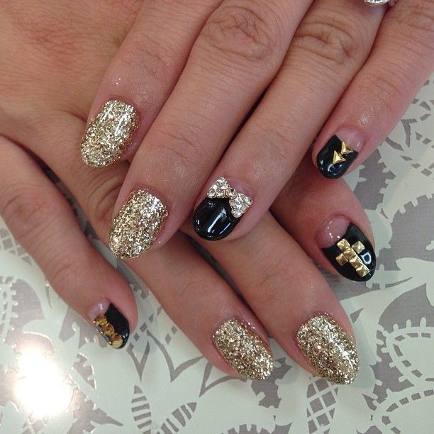 Black And Gold Nail Art