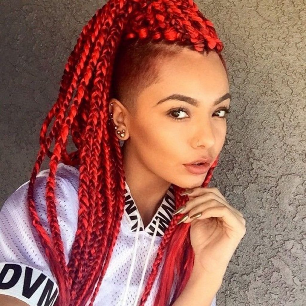 Red Box Braid With Side Shave