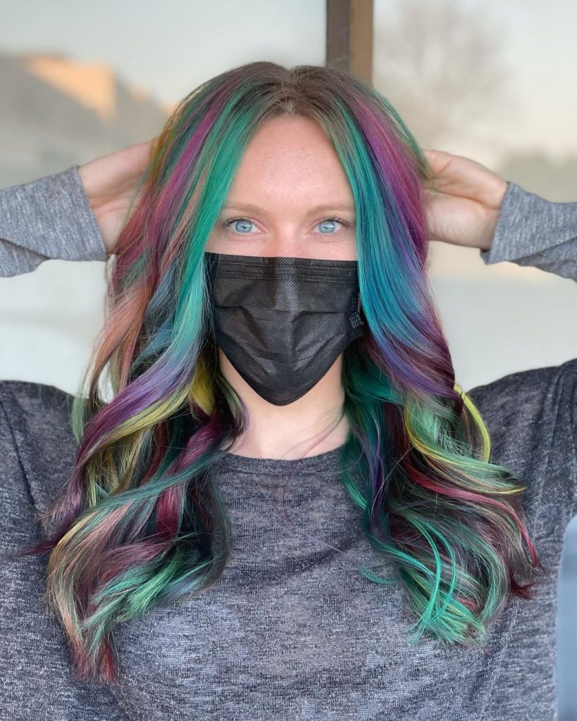 Blonde Rainbow OIl Slick Hair