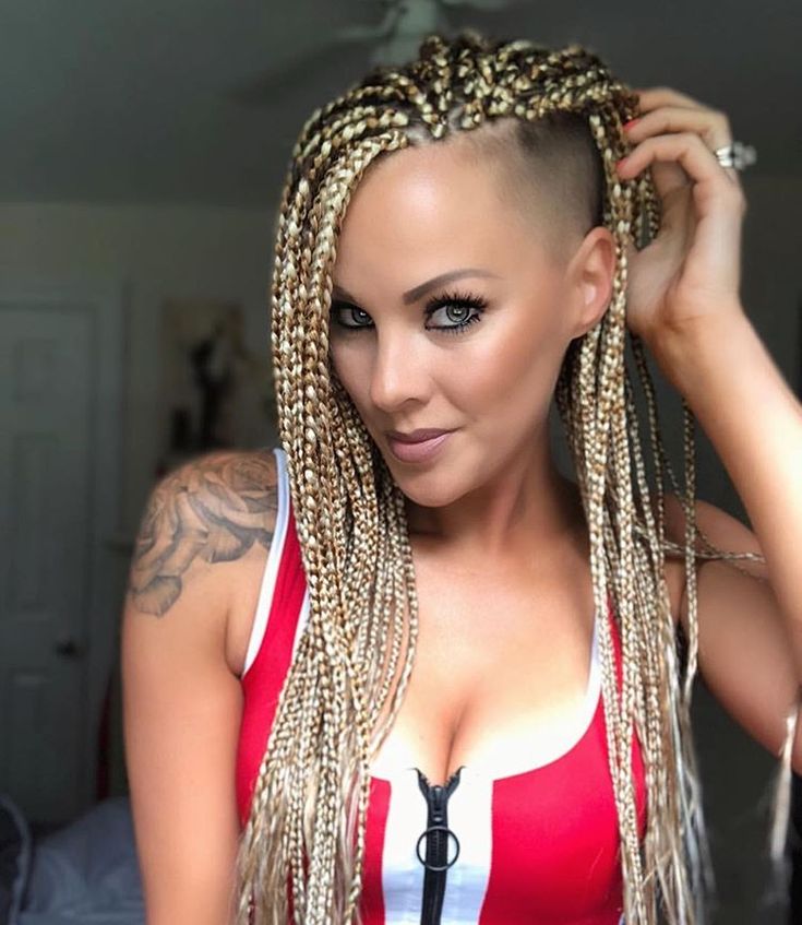 Blonde Box Braid With Shaved Side