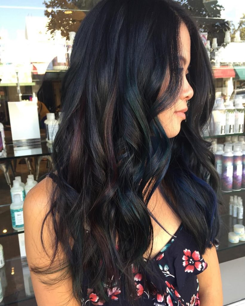 Oil Slick Highlight For Jet Black Hair