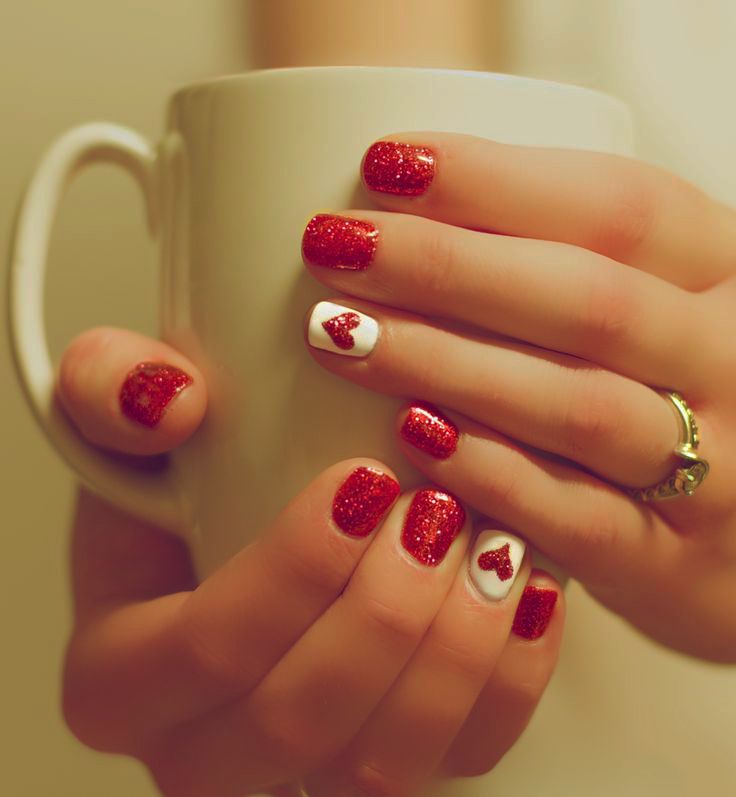 Cute Red Valentines Day Nails