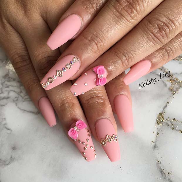 Pink Coffin Nails