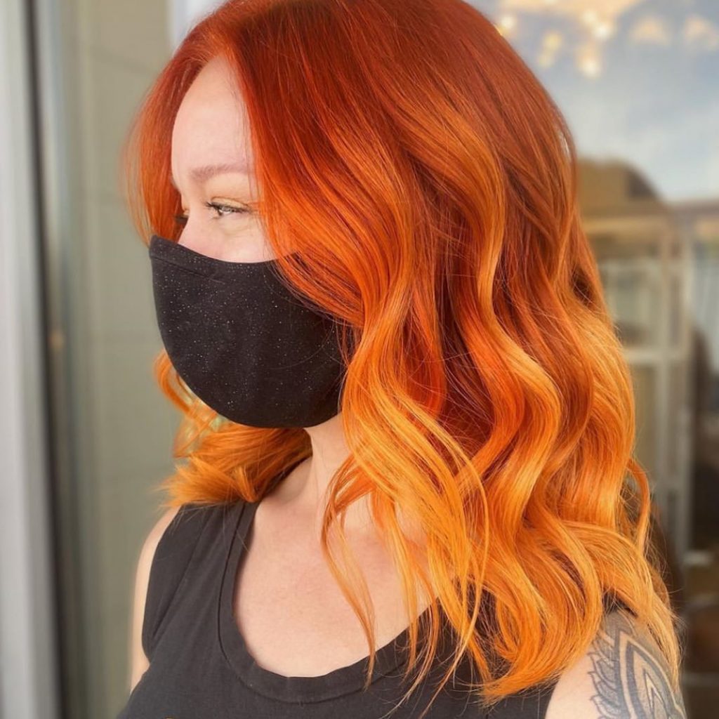 Mid Length Fire Ombre Hairstyle