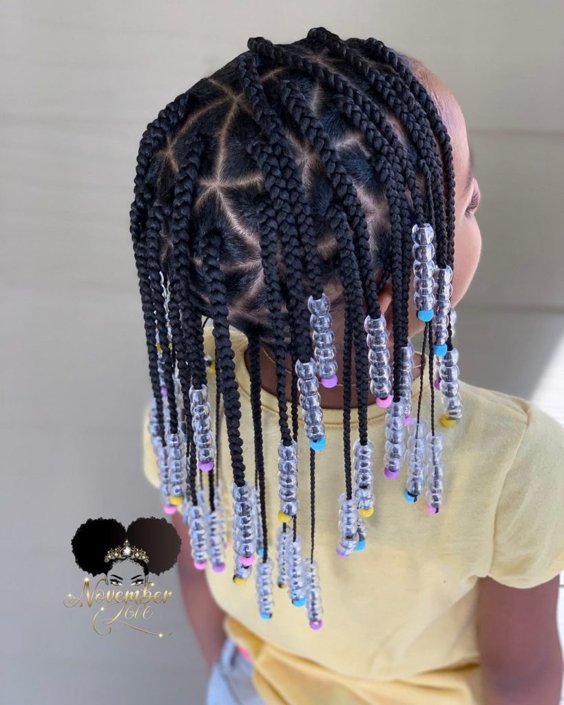 Natural Hair Box Braids With Beads