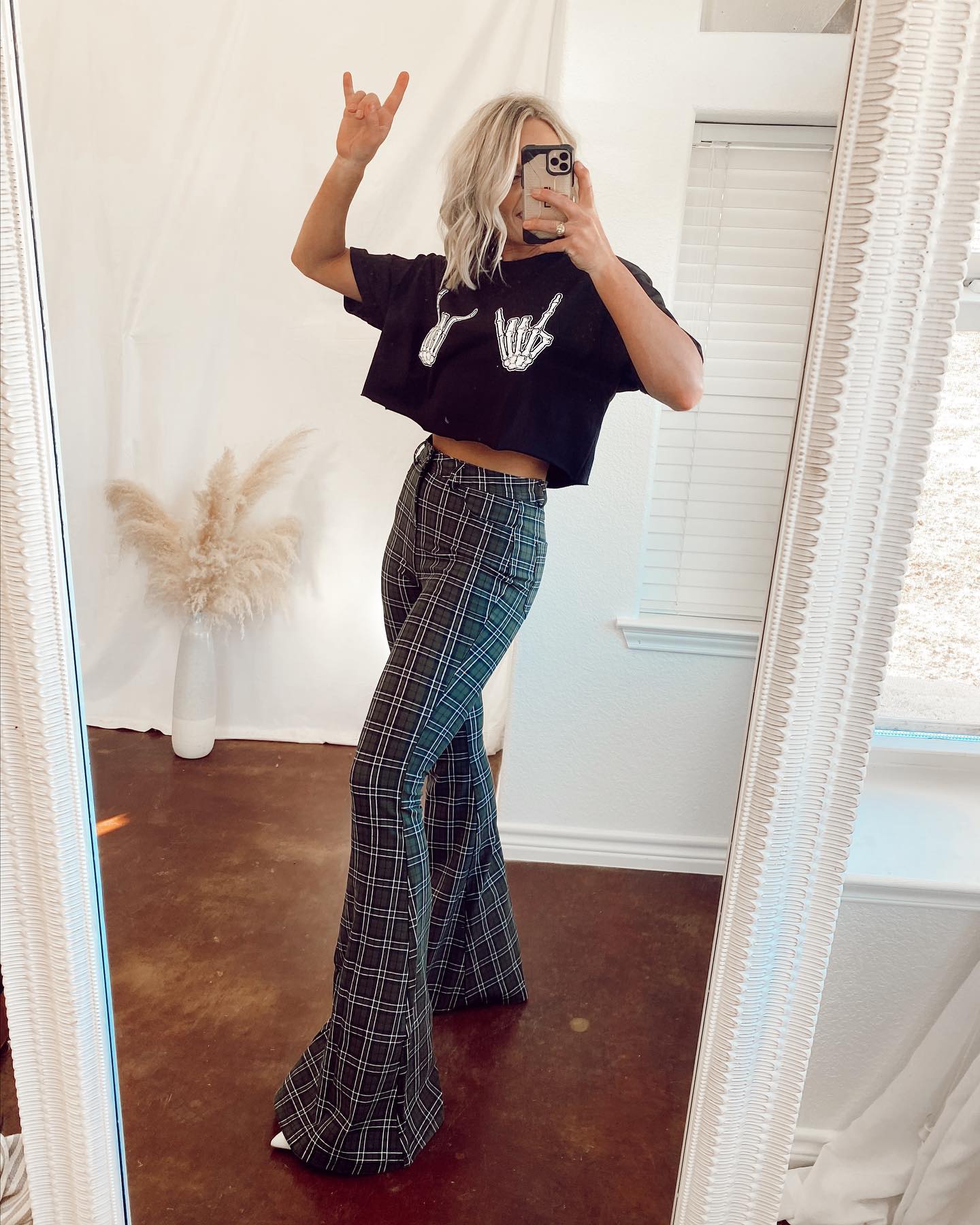 Plaid pants with free crop top