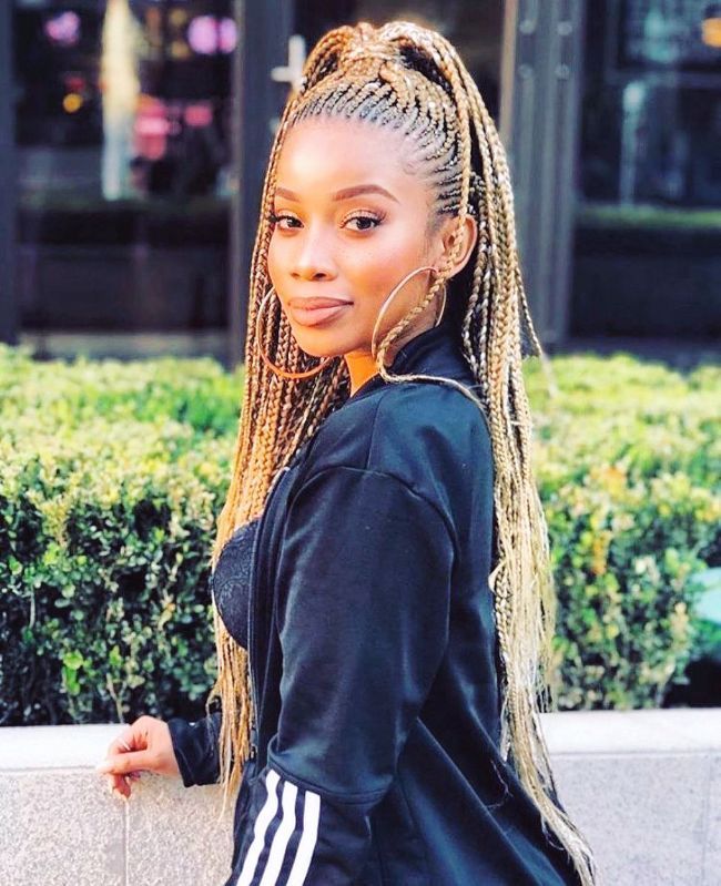 Blonde Half Up, Half Down Cornrow Hairstyle