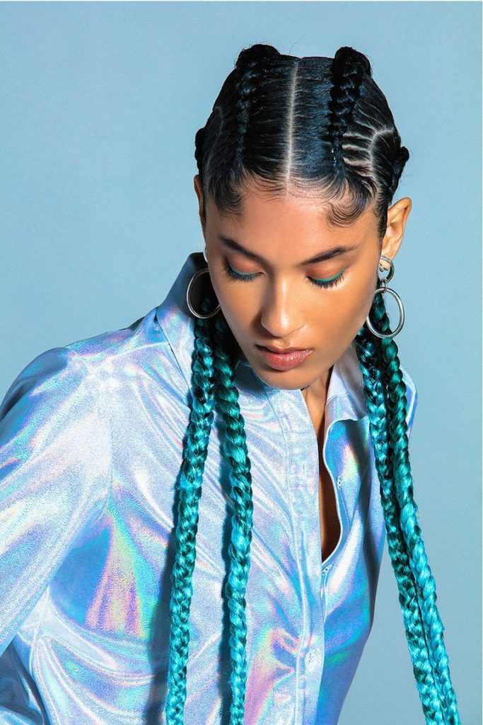 Simple Baby Blue Feed-In Cornrow