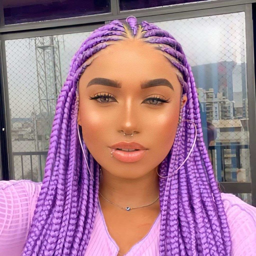Purple Two Layer Feed-In Hairstyle
