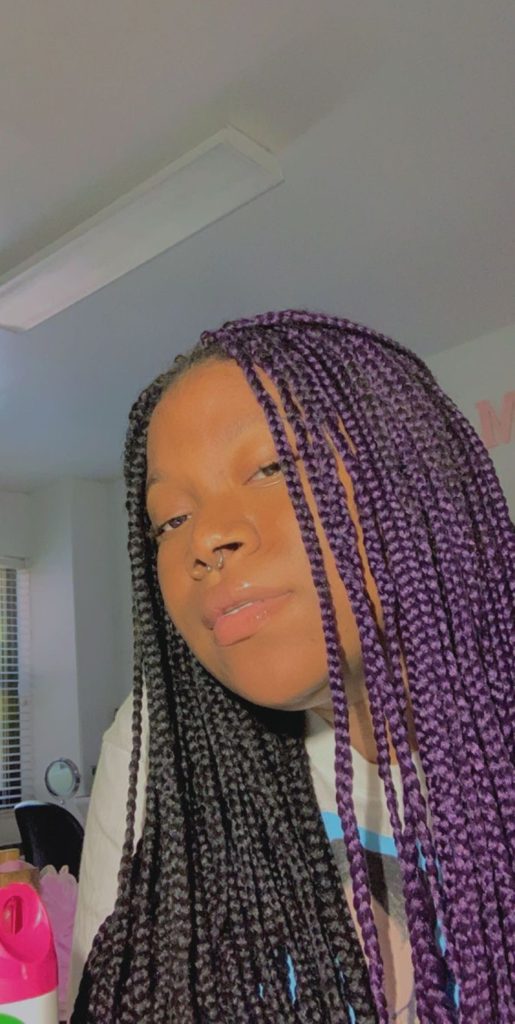 Black and purple box braids