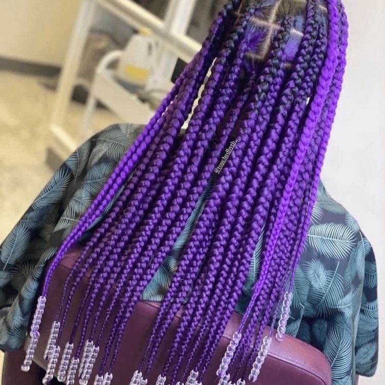 purple braids with clear beads