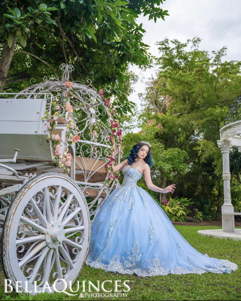 Sky blue Lace Designed Quinceanera Ball Gown.