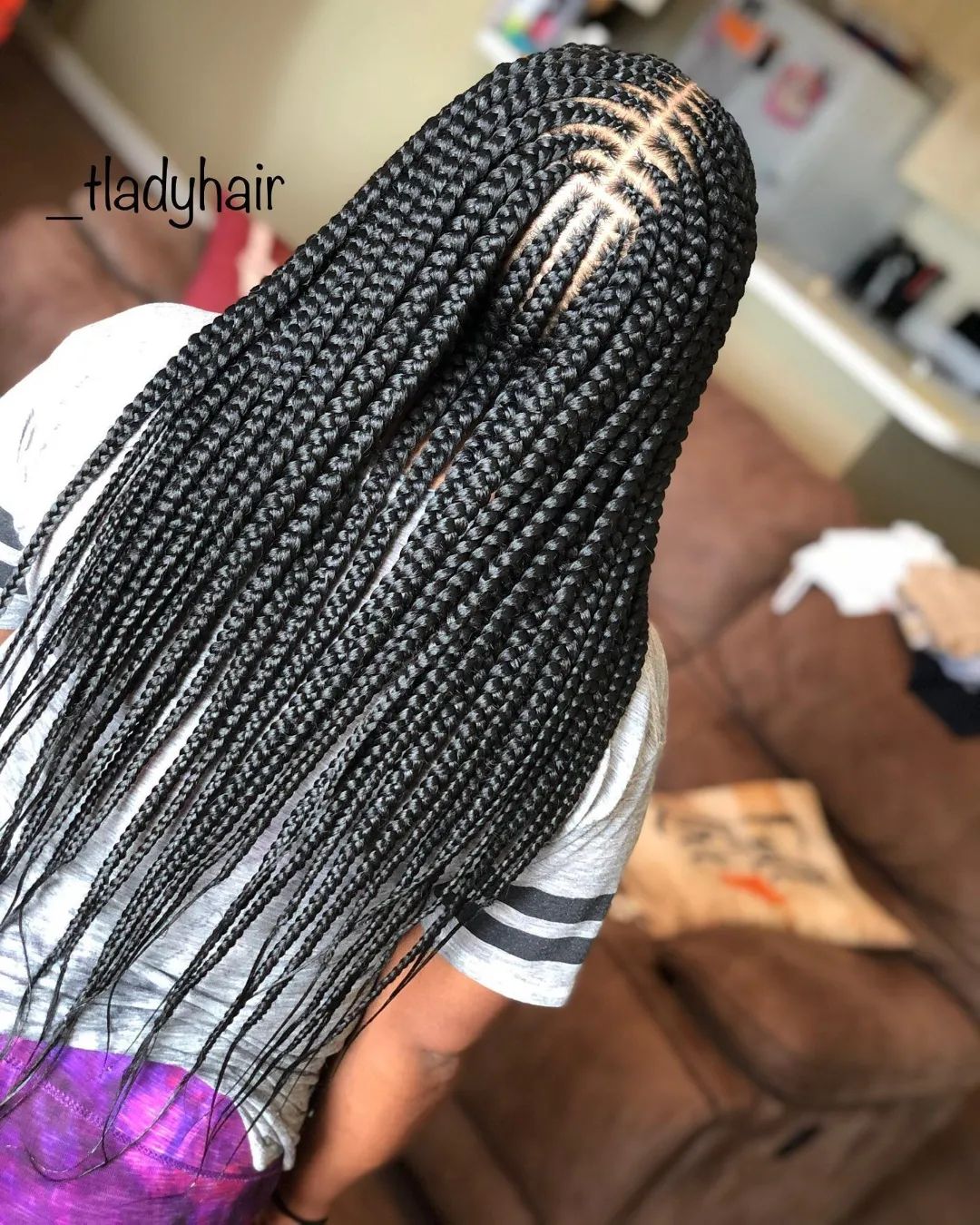 Layered Middle Part Braids