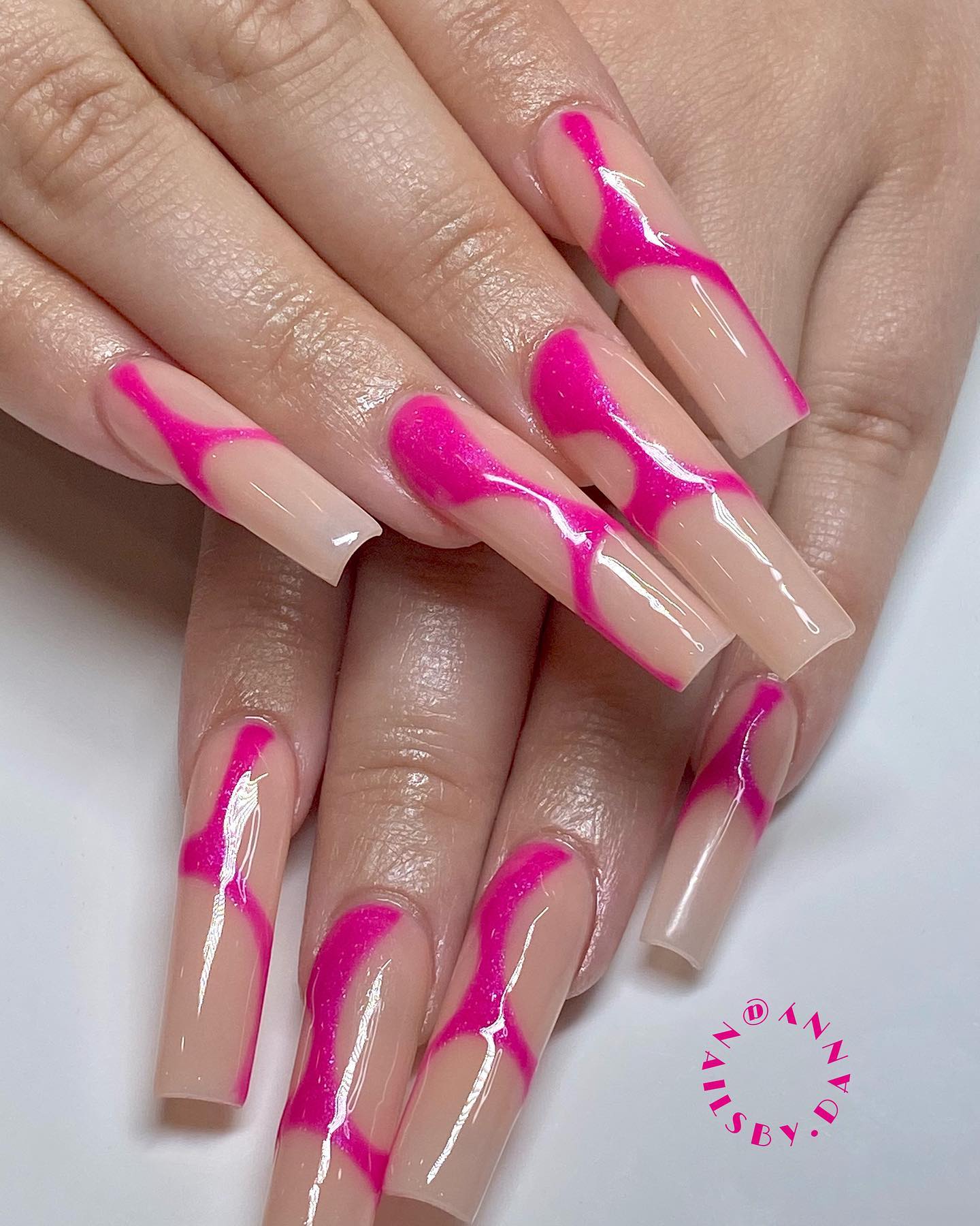 Pink And Nude Acrylic Nails