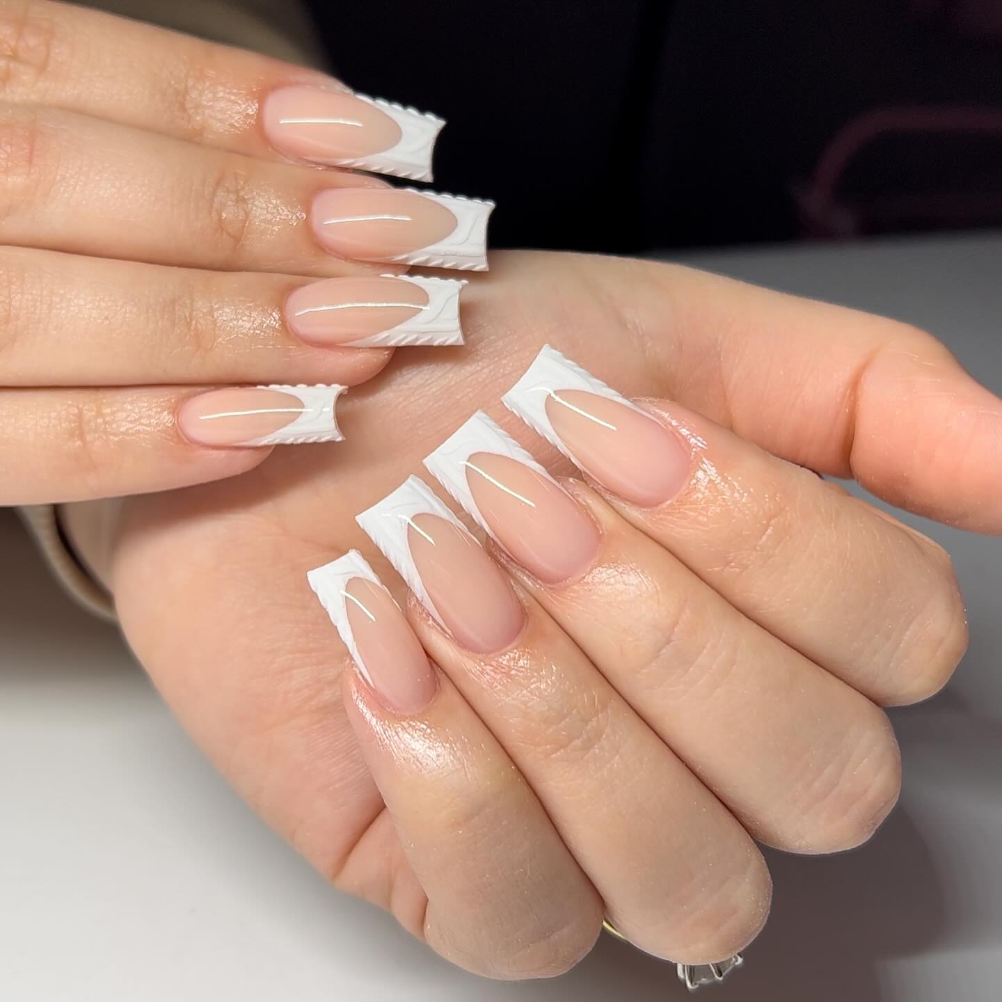 White French Tips With Cardigan Design