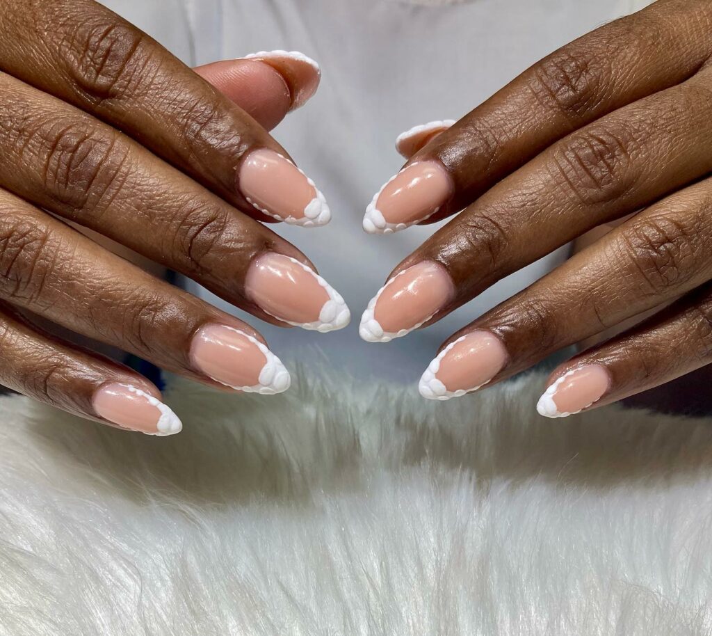 Almond Shaped White French Tips