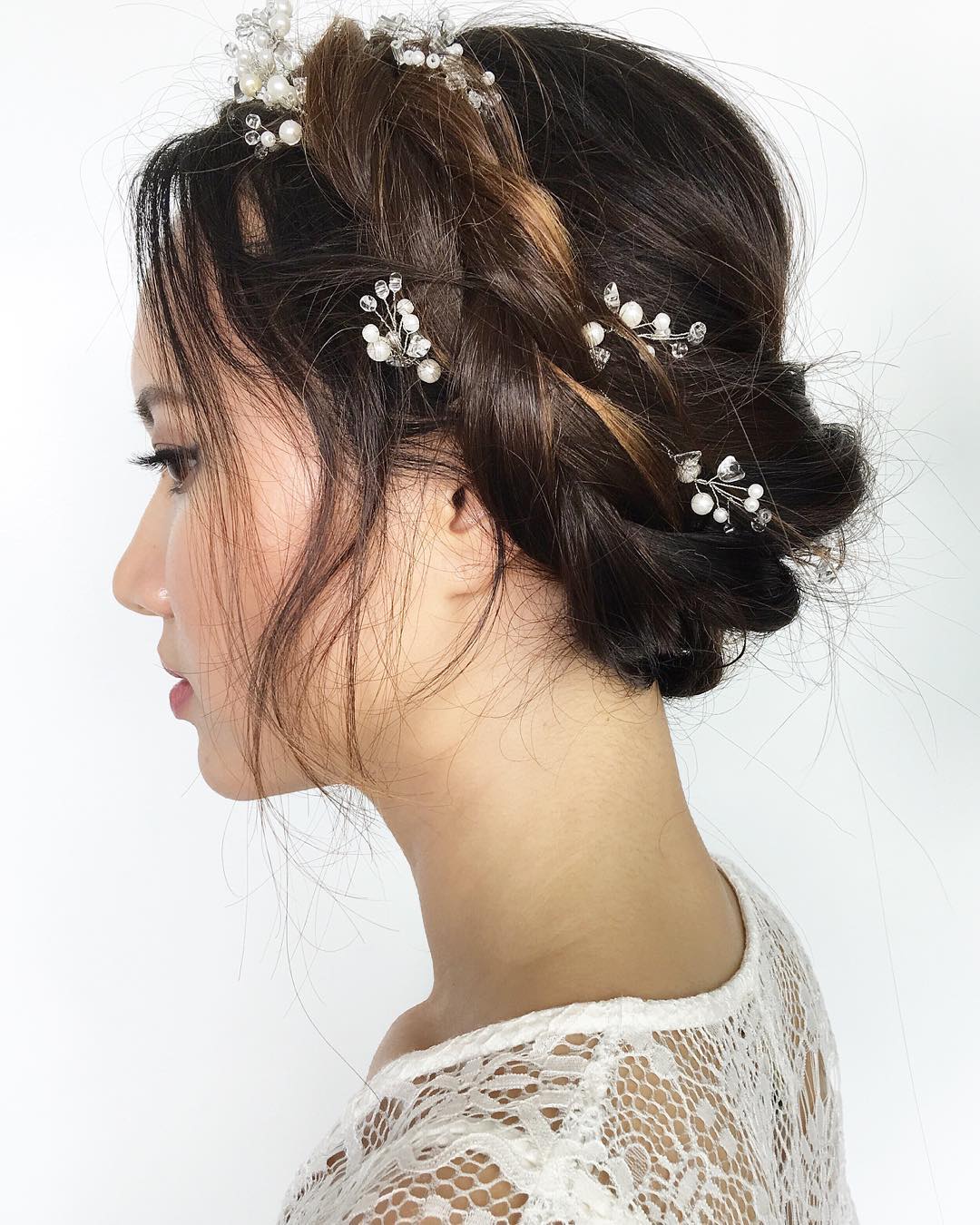 Beautiful Milkmaid Braid With Crystal Hair Pieces
