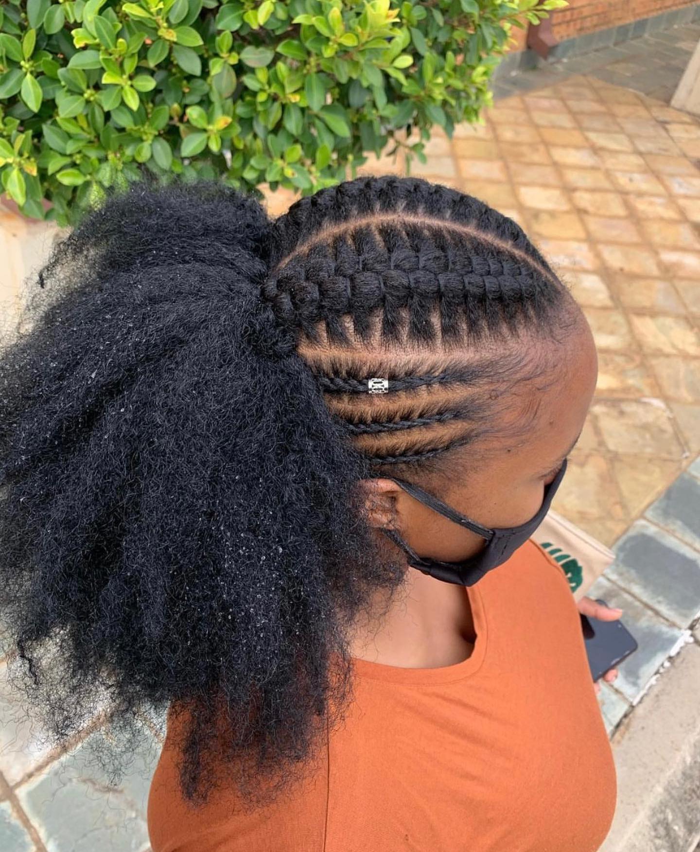 Beautiful Natural Ponytail With Cornrow