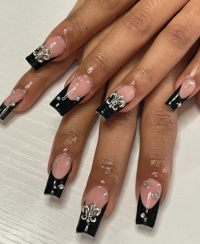 Black Frenchies Coffin Nails