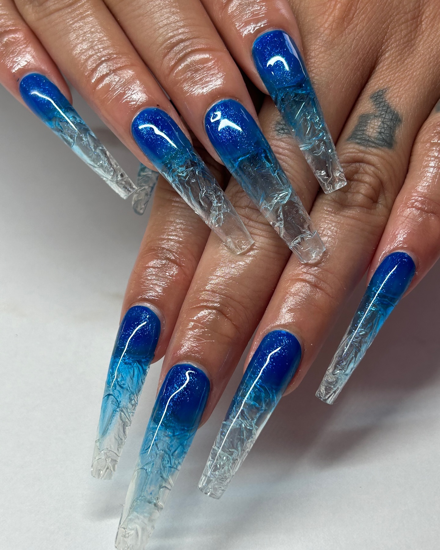 Blue Cracked Ice Nail Set