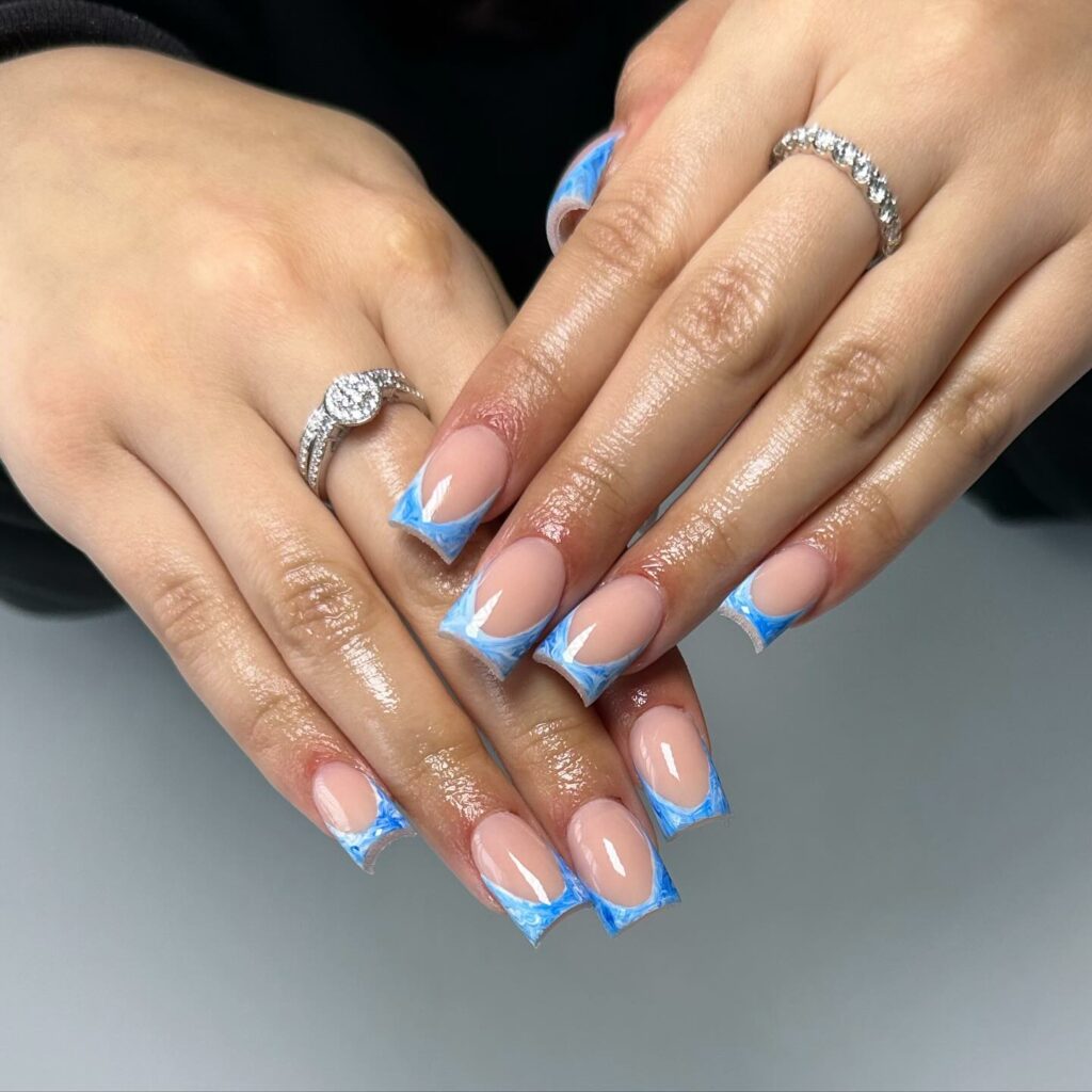 Blue Marble French Tips