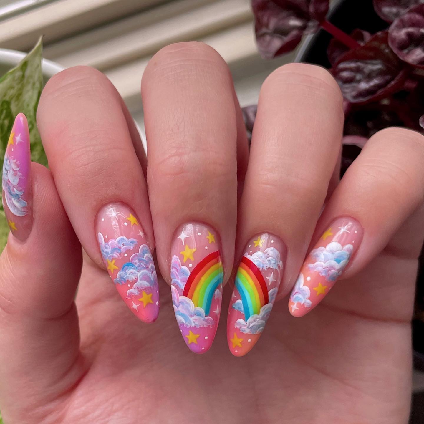 Dreamy Cotton Candy Whimsical Nails