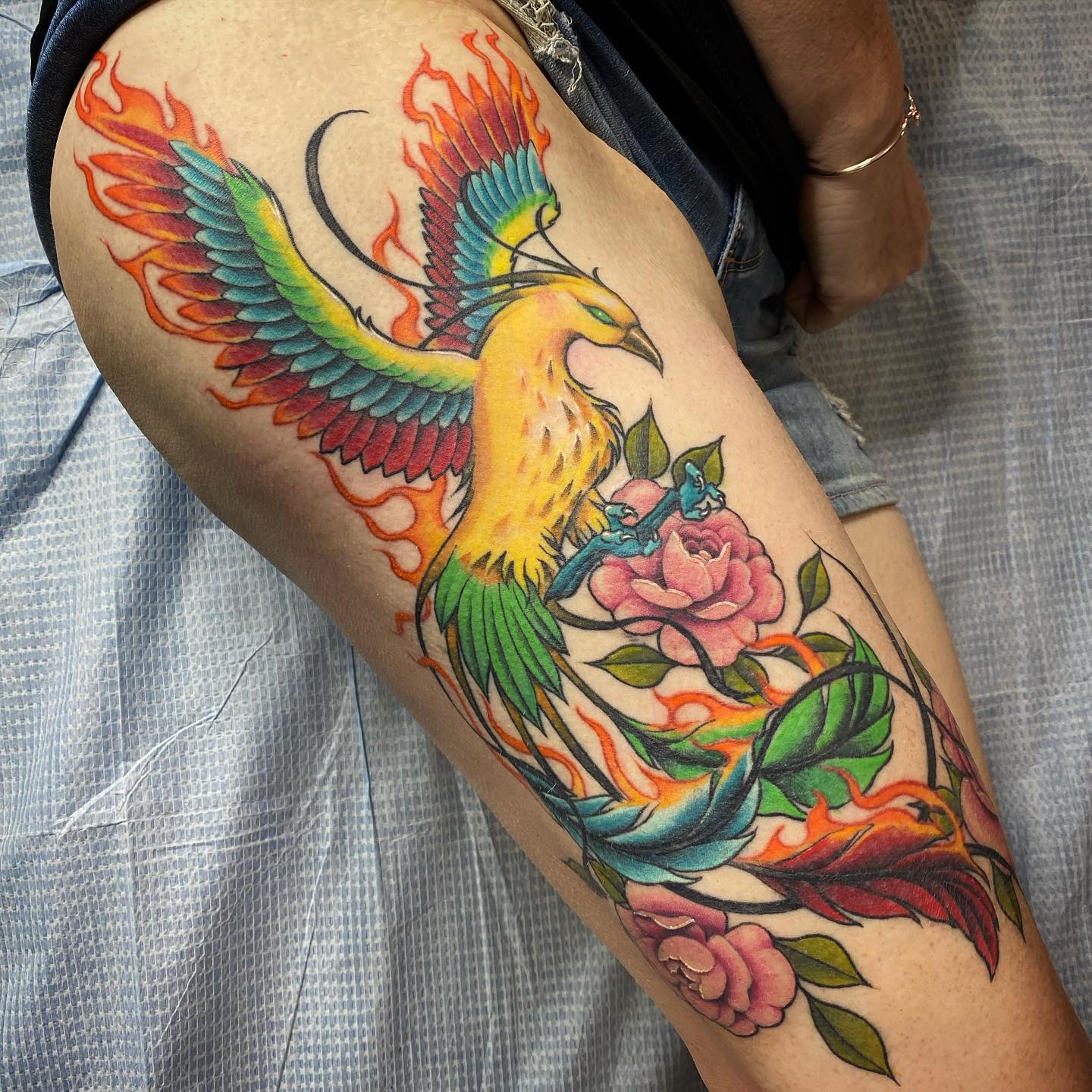 Freehand Phoenix Colored Tattoo