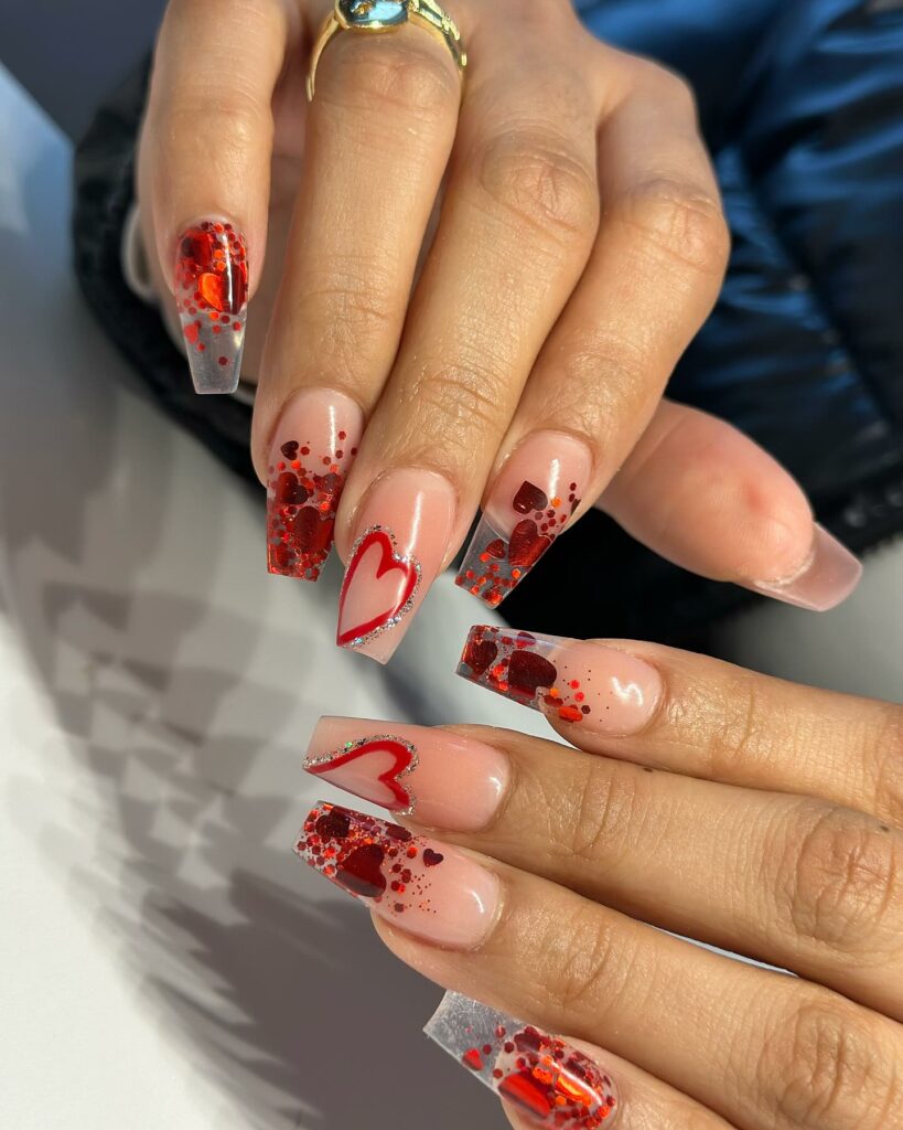 Love Themed Coffin Nails