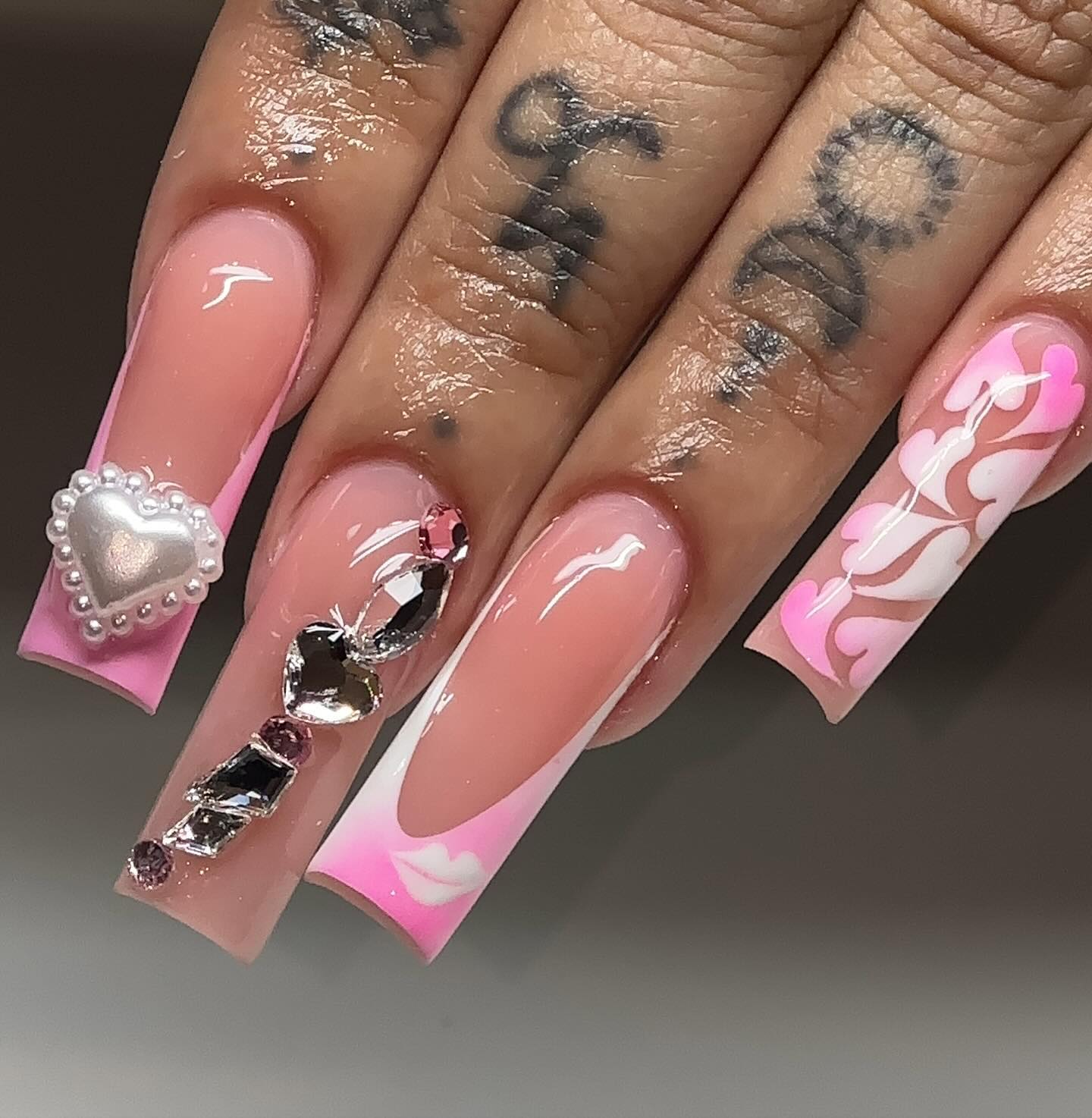 Nude And Pink Coffin Nails