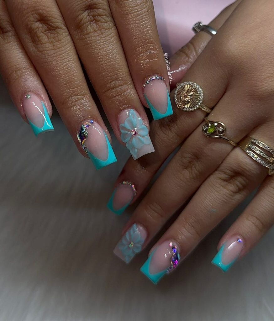 Nude Coffin Nail Set With Nail Studs