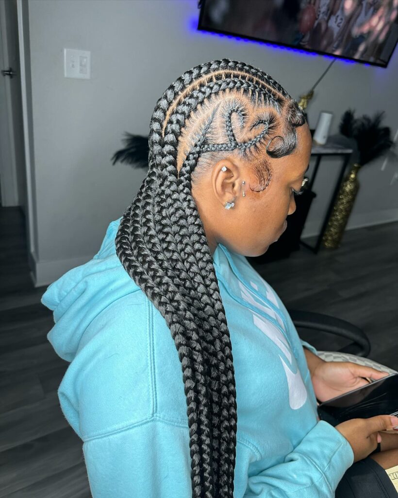 Six Freestyle Feed In Braids