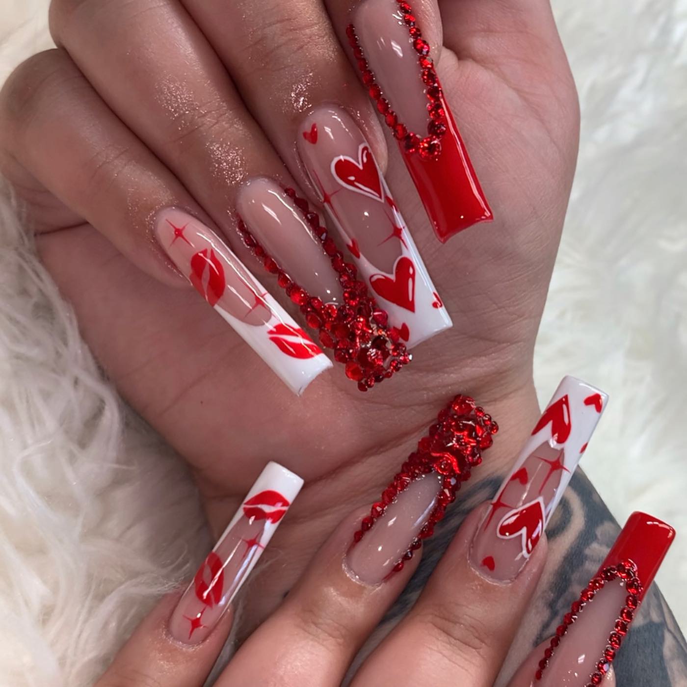 Red Love Theme Valentine Nails