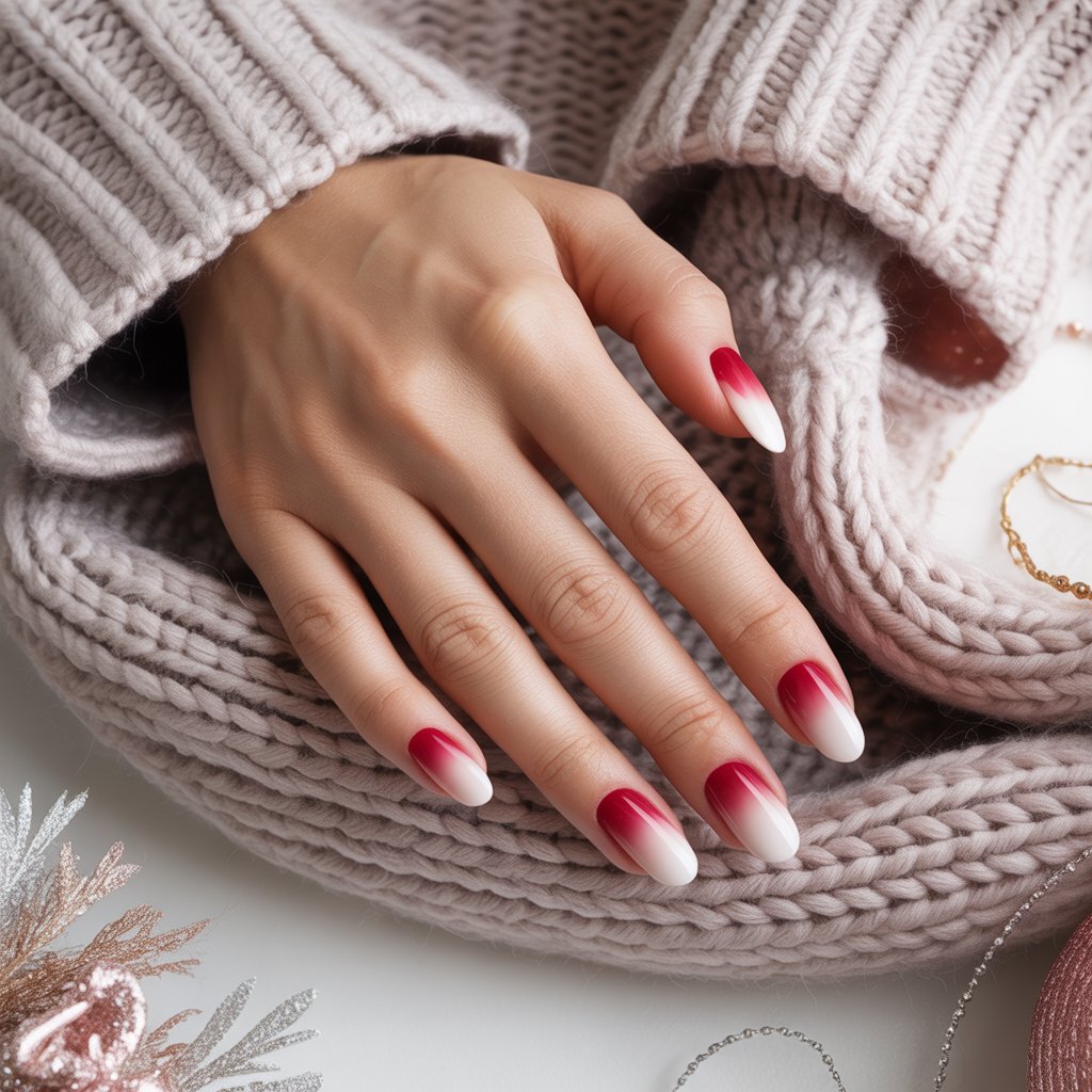 Classic Red to Snow White Ombre