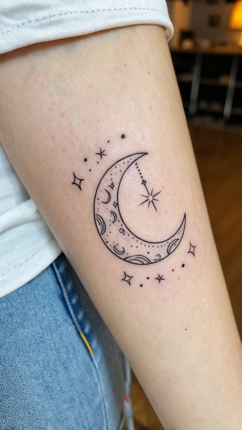 Delicate Moon Tattoo