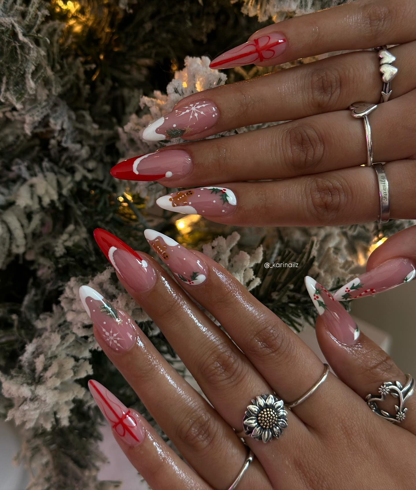Festive Neon Ombre Almond Nails