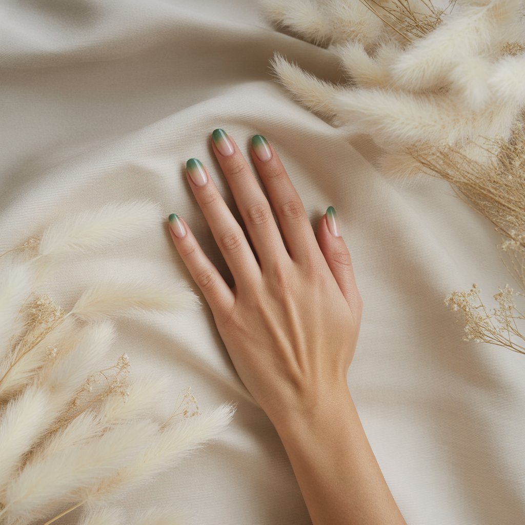 Forest Green to Nude Ombre