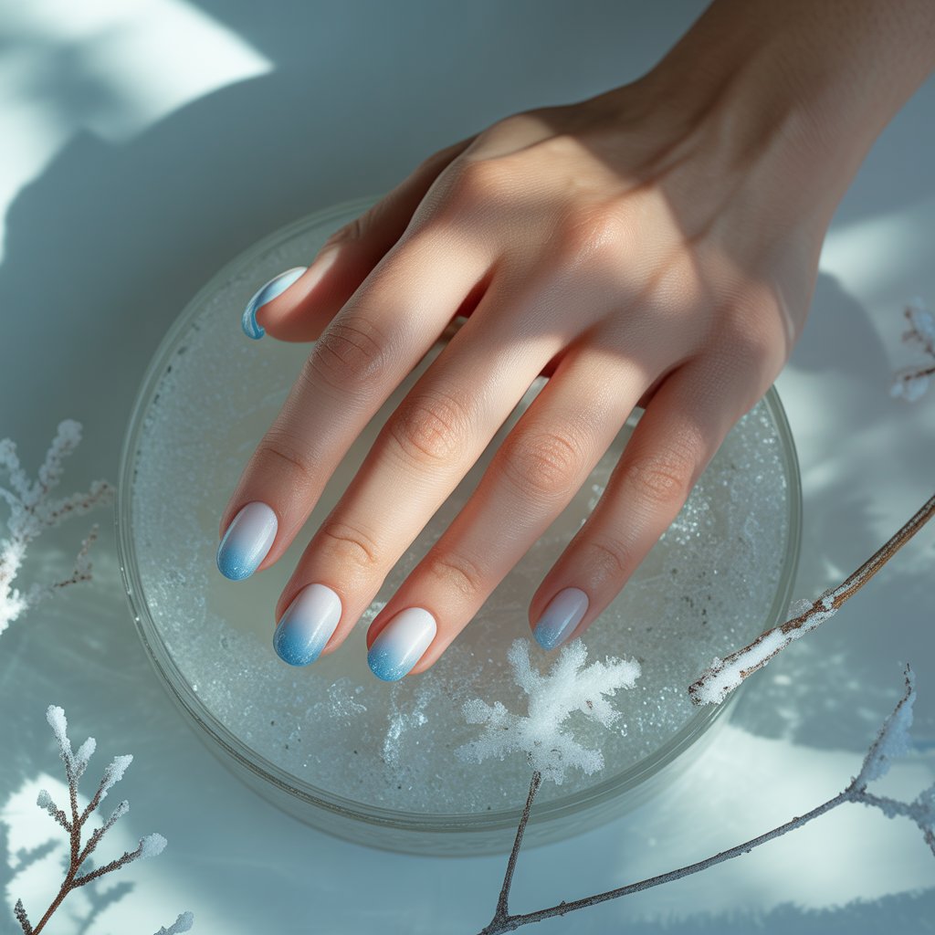 Icy Blue to White Winter Ombre