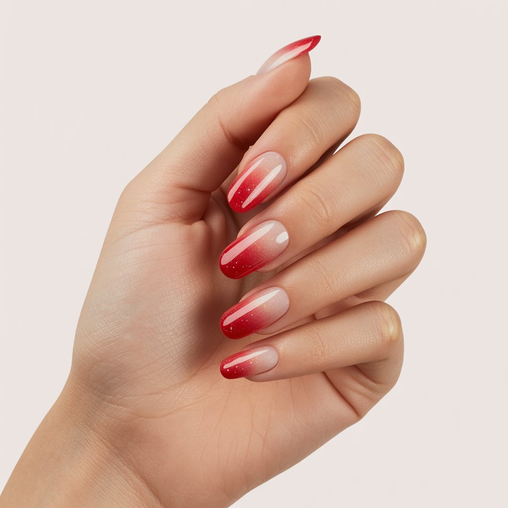 Red Chrome to Nude Ombre
