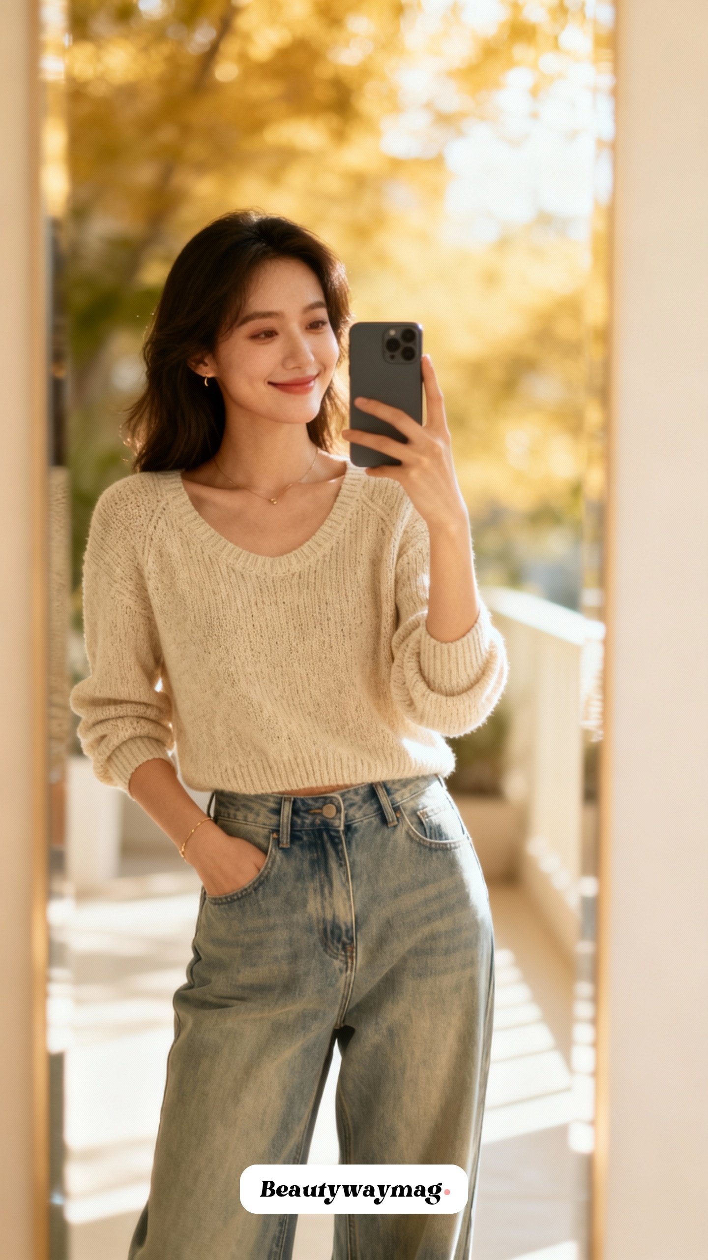 Relaxed Jeans with Matching Knit Set