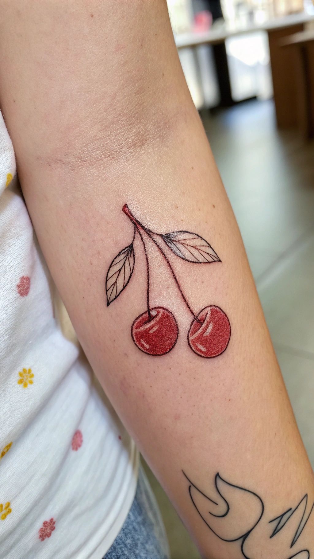 Tiny Cherry Tattoo