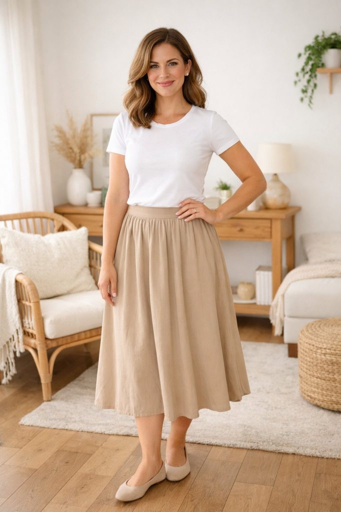 Basic Tee With Midi Skirt