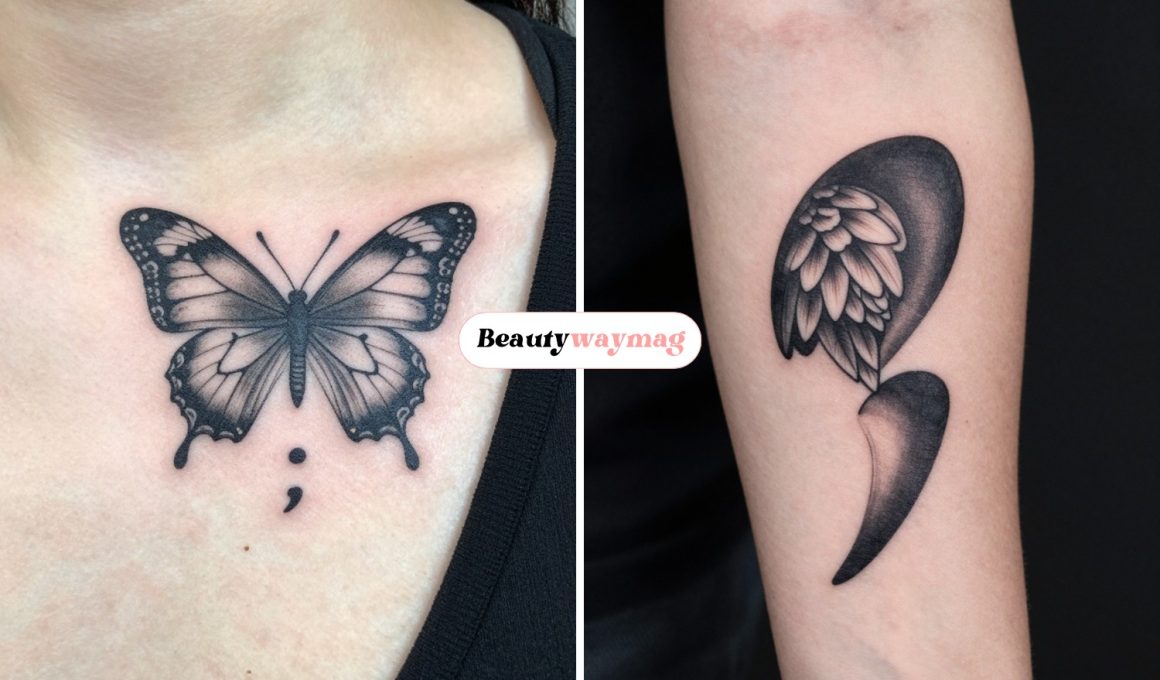Butterfly Semicolon Tattoo Ideas with Meaning