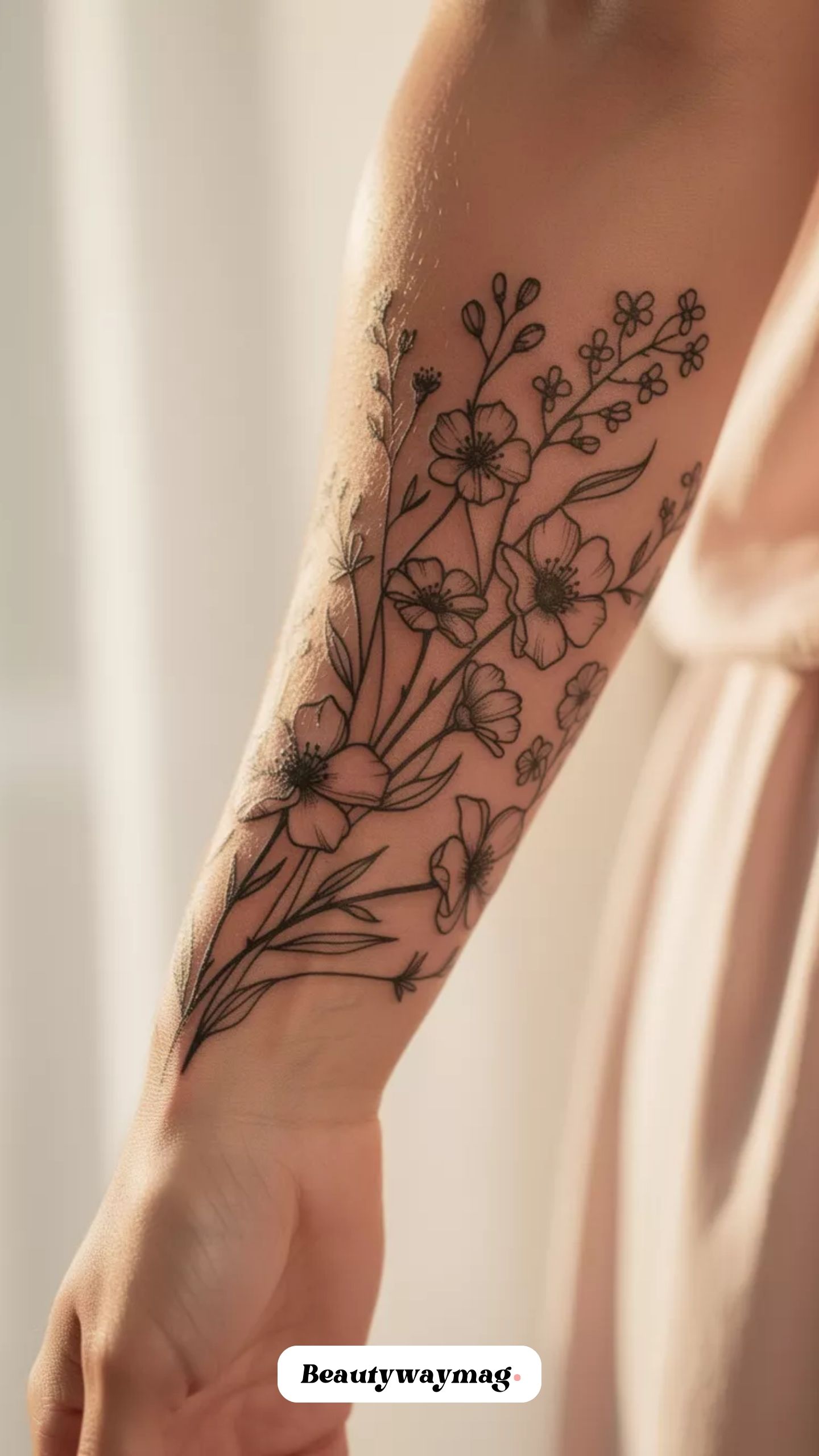 Fine-Line Floral Garden Sleeve