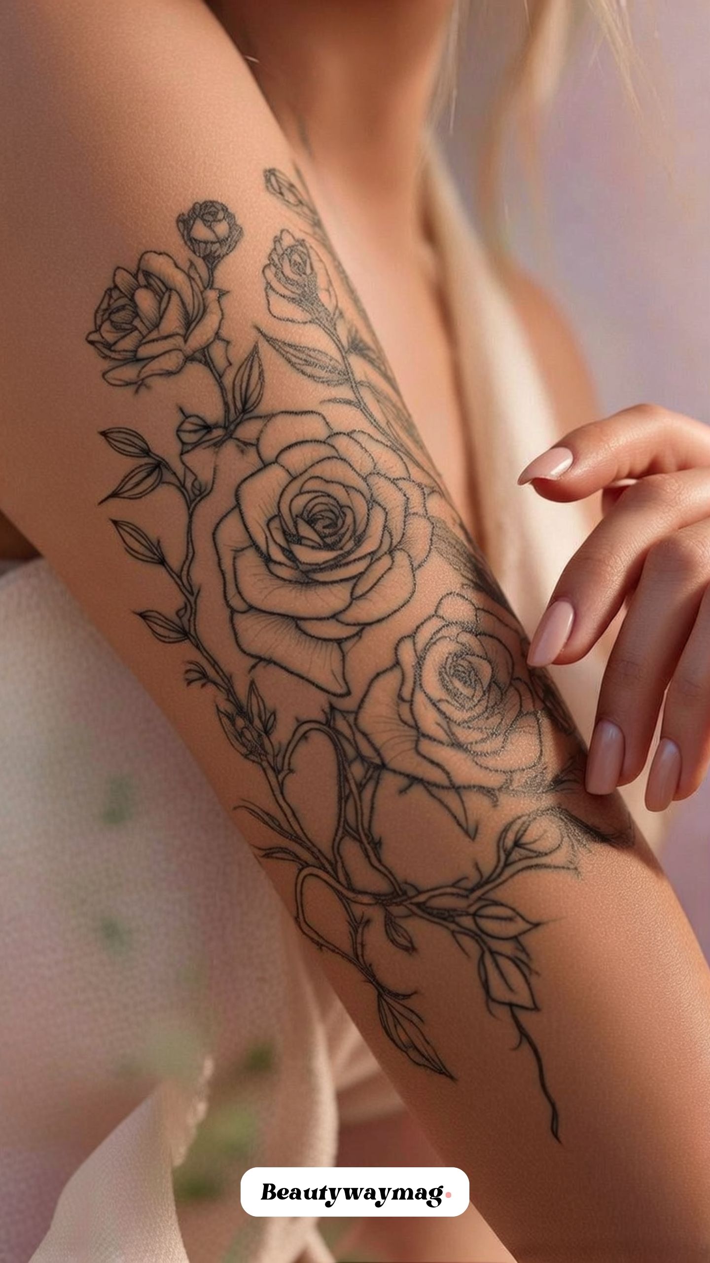 Minimal Rose Outline Sleeve