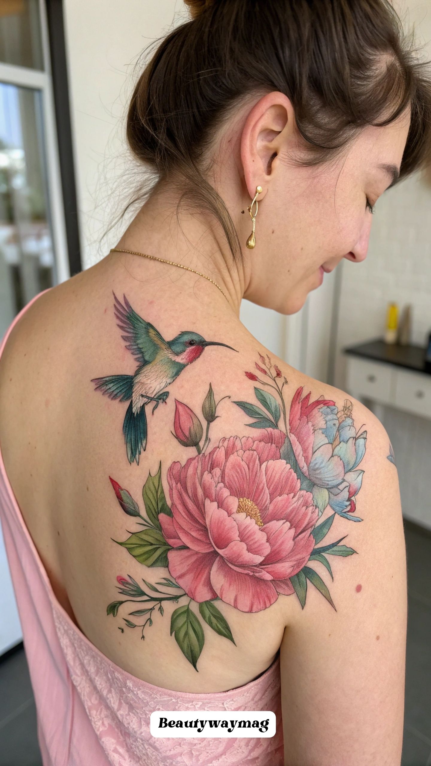 Peony and Hummingbird
