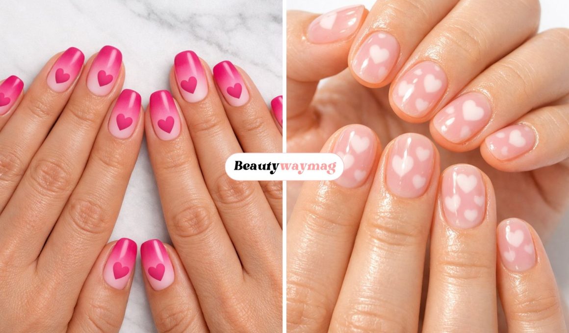 Pink Heart Valentine’s Day Nail Ideas