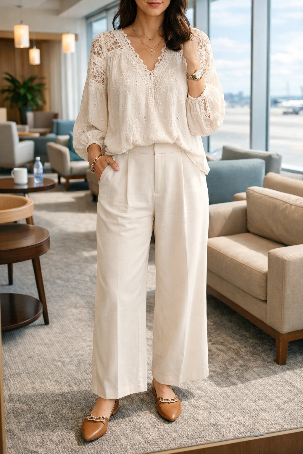Relaxed Blouse With Wide Leg Pants